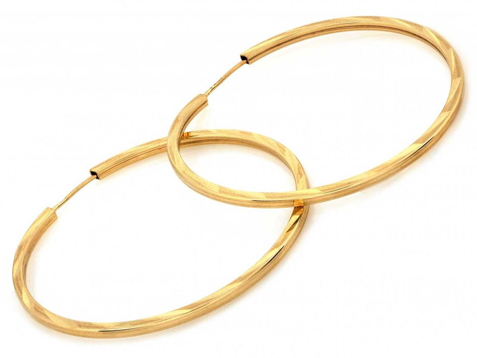 Kolczyki złote duże kółka zdobione szarniry 40 mm PR 585