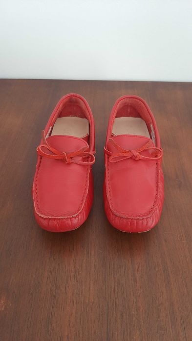 Mocassins, em pele, encarnados/vermelhos n.º 35, c/o novos