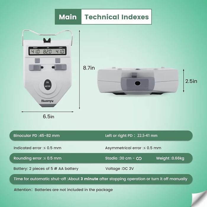Huanyu Pupilómetro óptico digital PD medidor de distância pupilar 45 -