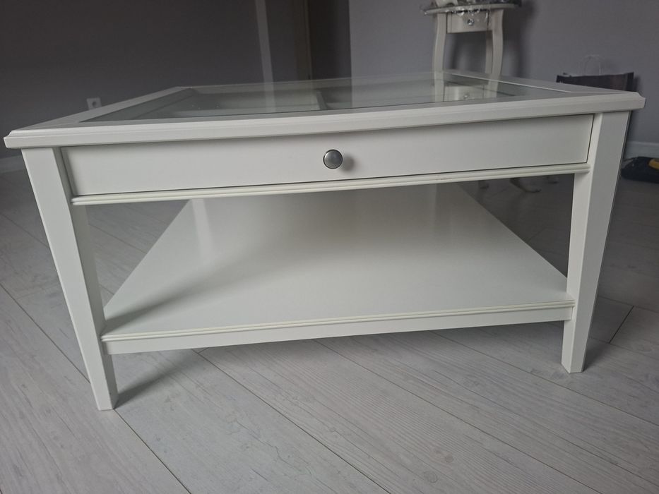 Stolik IKEA biały z szybą i szufladą. Odbiór własny