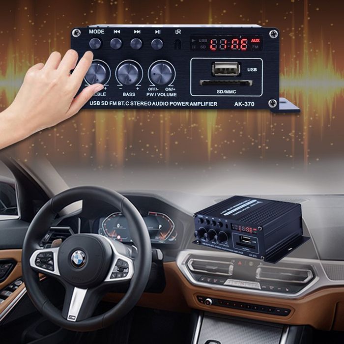 Ampificador e Radio FM USB Bluetooth para colunas e carro (auto rádio)