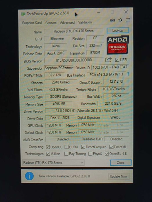 Видеокарта Sapphire RX 470 4GB Nitro+