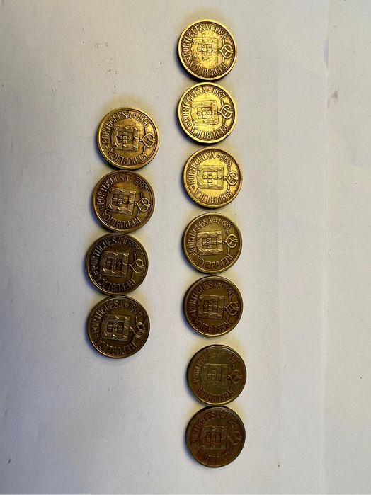 Moedas escudo 5 escudos caravela, 5 escudos bronze, 10 escudos