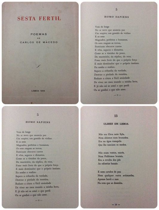 Sesta fertil, poemas de Carlos Lemonde de Macedo, 1955