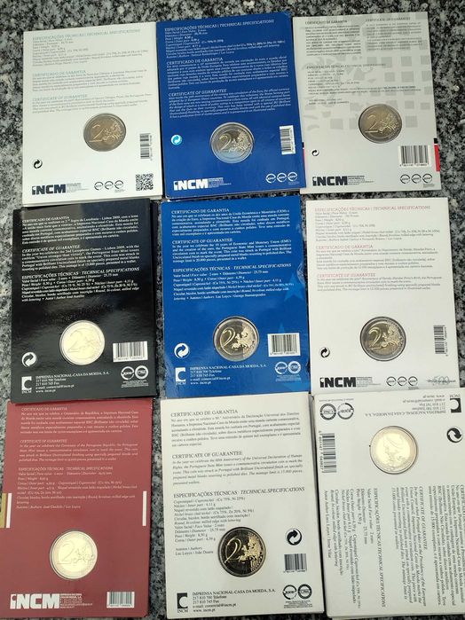 Várias Carteiras de Moedas de 2€ em BNC