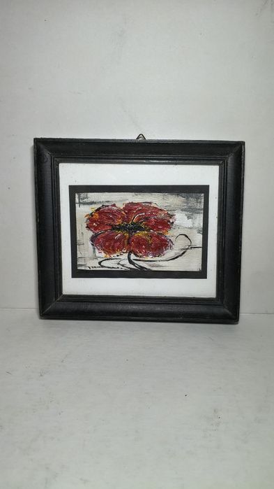 Obraz olejny, oprawiony, mak