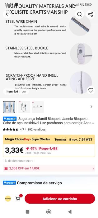 Bloqueios de janela em aço inoxidável, aptos para crianças. Novos,.