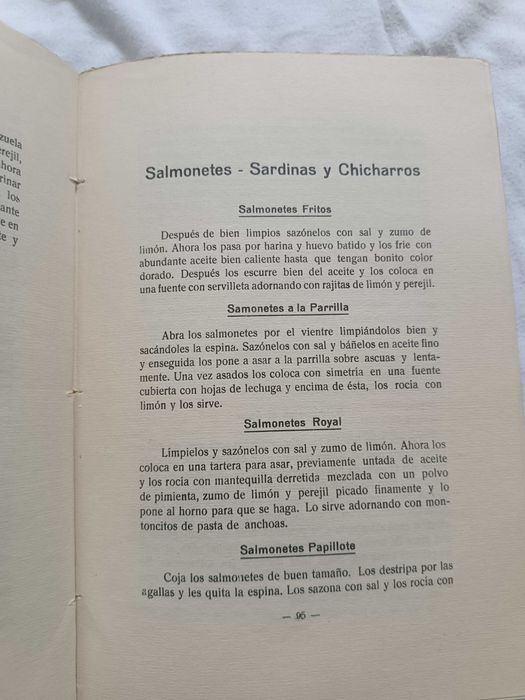 Livro de receitas em espanhol 1933