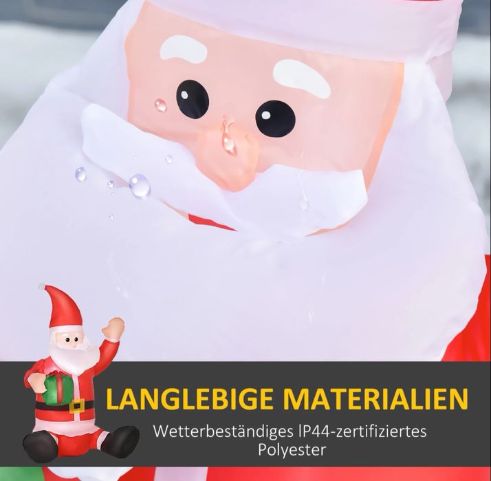 Dmuchany Święty Mikolaj z wbudowana pompka 230V Led wysokosc 120cm