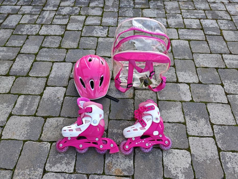 Rolki dla dziewczynki rozm. 28-31 + kask ochronny zestaw