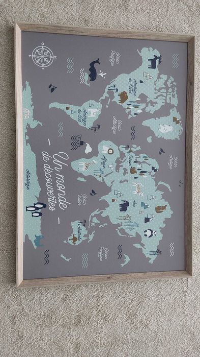 Quadro criança 50x70 cm mapa mundo