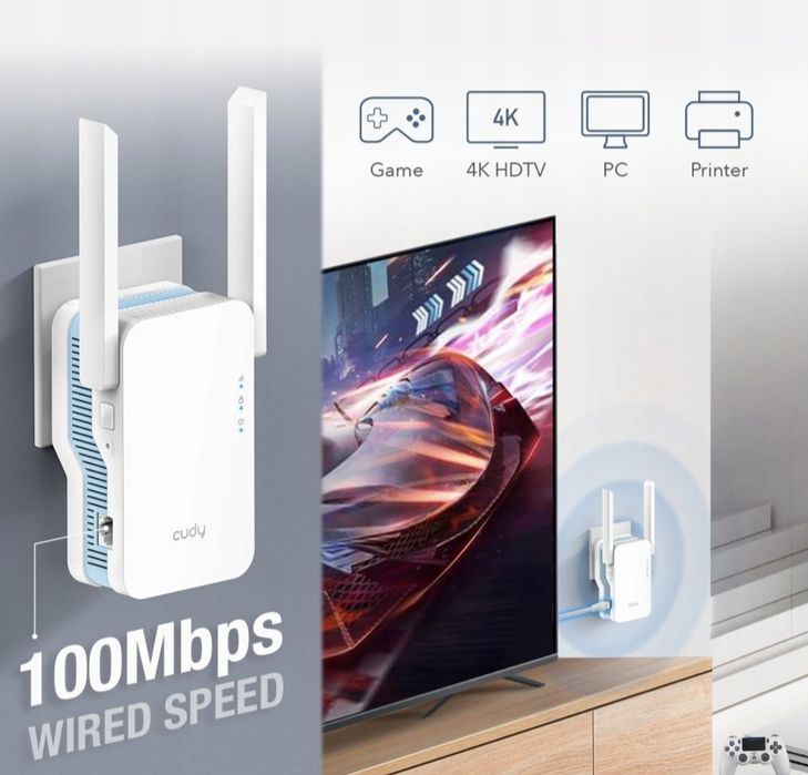 Wzmacniacz sieci zasięgu WIFI-5 Cudy RE1200 Repeater 867 Mb/s