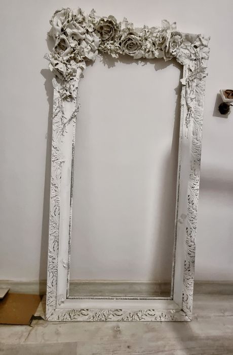 Rama Biała  z różami 70x138