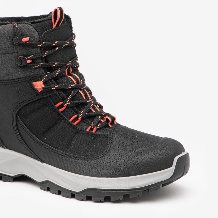 Botas quentes e impermeáveis de caminhada mulher, MH500 preto
