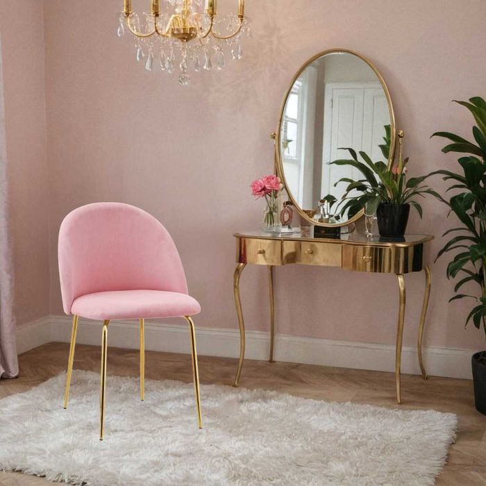 Krzesło aksamitne FARGO GOLD Velvet Różowe