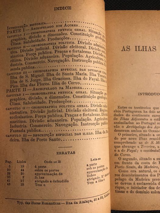 Ilhas (1886). Angra. Horta. Graciosa. Corvo