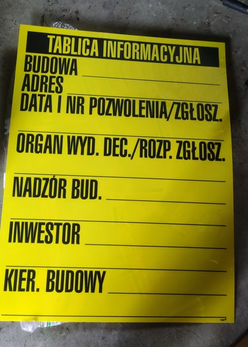 Tablica informacyjna budowy nowa