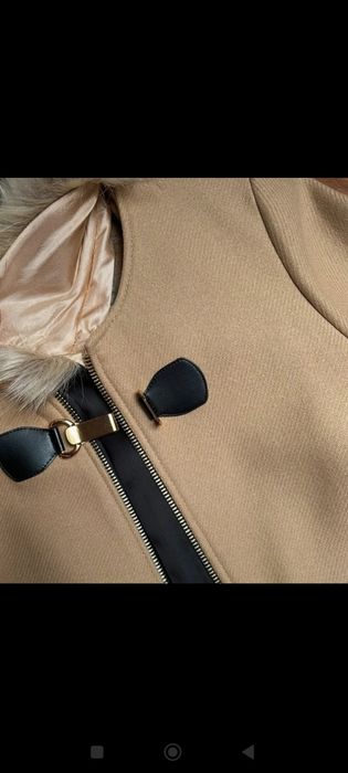 Zara s manteco płaszcz wełniany z futerkiem