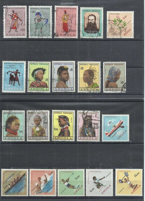 Selos das ex-colónias portuguesas, 180 selos de Angola, maioria usados