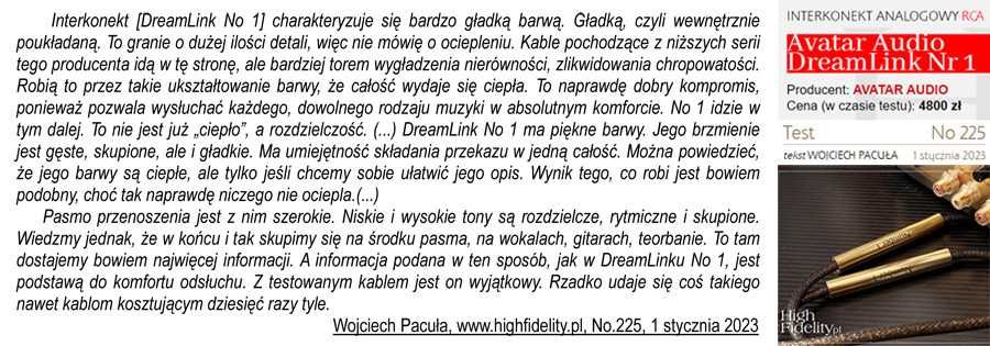 Interkonekt high-end Avatar Audio DREAMLINK Nr 2 XLR stary model -40%