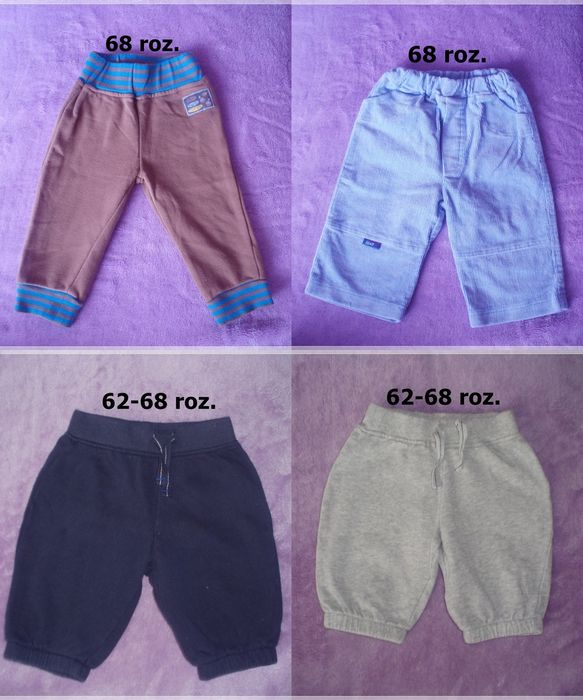 Ubranka 62-68 roz. 3-6 m. Bluzki Body Spodenki Śpiochy Spodnie.