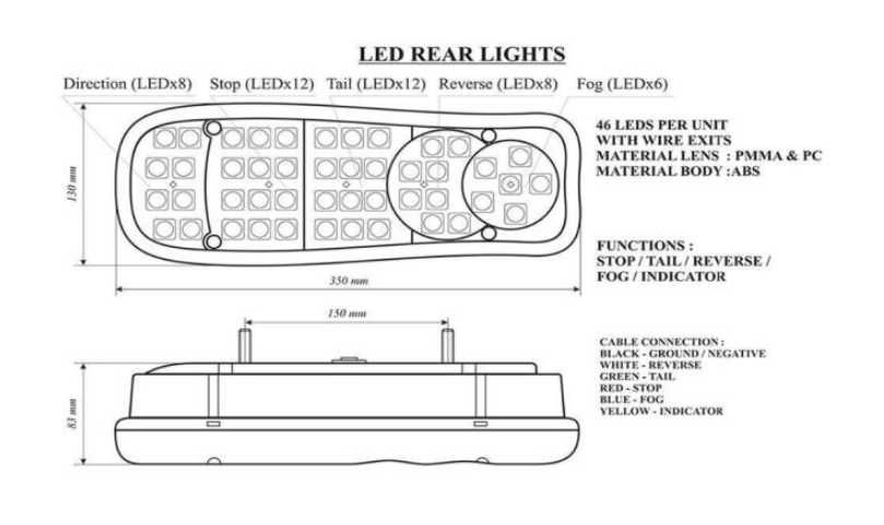 Lampa tylna 46 LED 12/24V przyczepa IVECO MASTER MOVANO itp - Ol-Mot Kutno