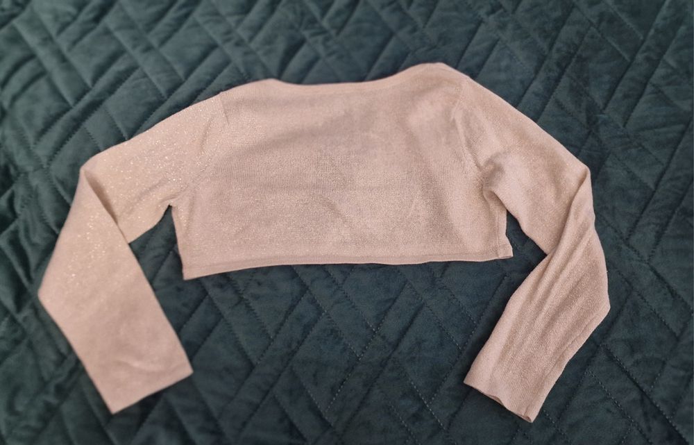 Bolerko sweterek złoty dziewczęcy H&M 134 140