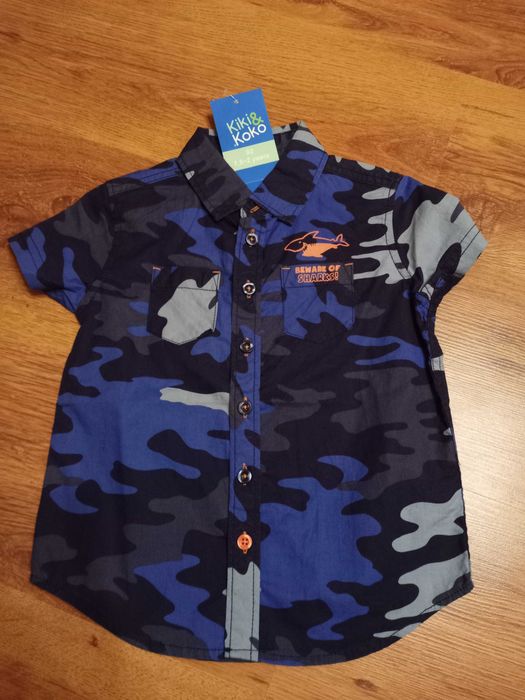 Nowa koszula chłopięca na krótki rękaw moro 92