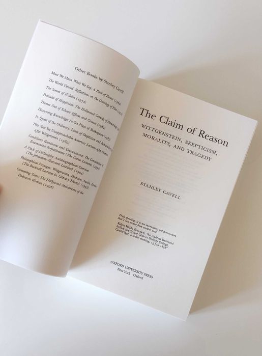Książka "The Claim of Reason" Stanley Cavell