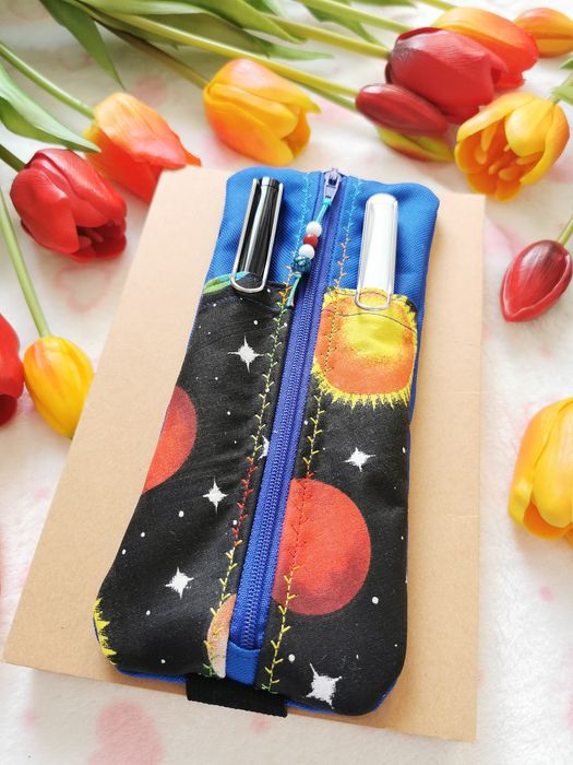 Piórnik na gumce na notatnik hand made