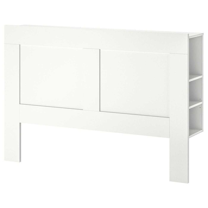 Cabeceira de cama com arrumação, branco, 160 cm · Como novo