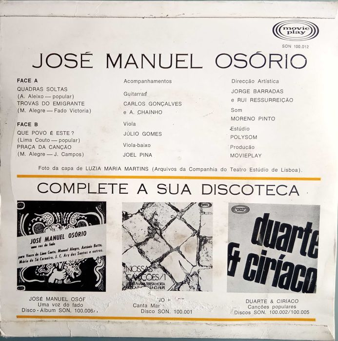 José Manuel Osório	- - - - -	Fado	- - - - -	EP