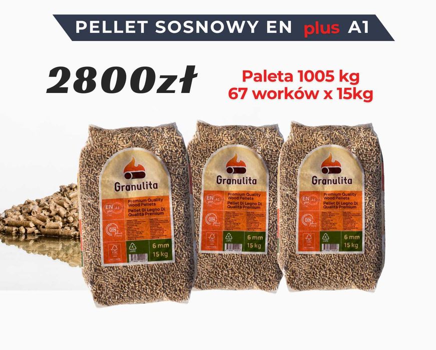 Wysokiej klasy Pellet Granulita -  Sosnowy - Enplus A1 - Paleta 1005KG
