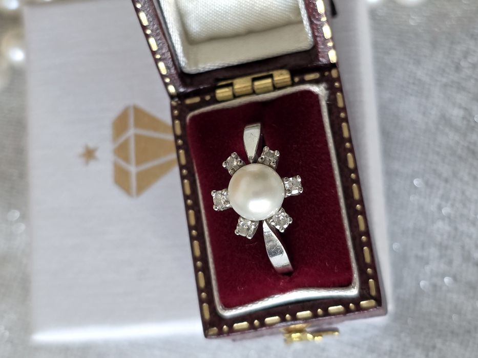 R.14 Pierścionek 18stka urodziny Akoya Diamenty 0.15ct Złoto 585 WYCENA
