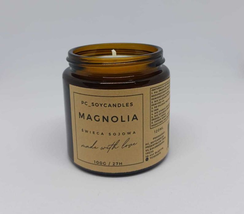 Świeca Sojowa Zapachowa Magnolia 120ml 27h