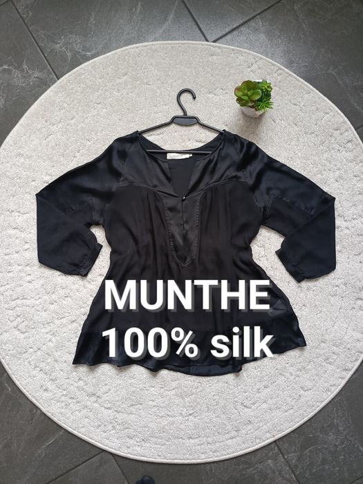 Czarna jedwabna bluzka MUNTHE, rozmiar 38, oversize 100% jedwab