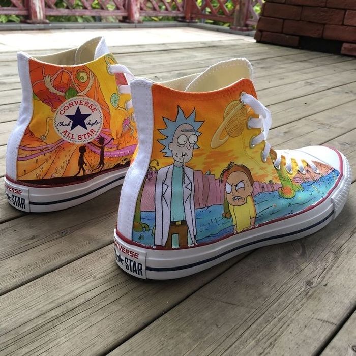 Rick and Morty Converse custom malowane buty wysokie trampki
