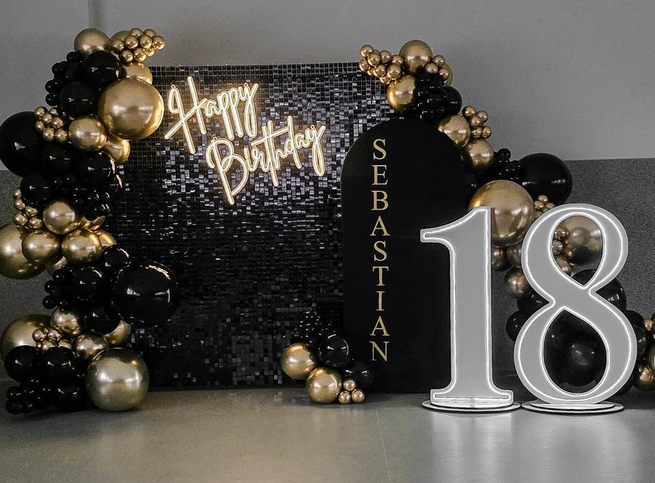Ścianki dekoracyjne balonowe 18 urodziny chrzest rocznica roczek lecie studniówka komers