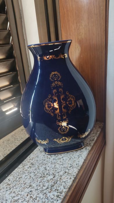 Conjunto 3 Vasos Estilo Limoges Azul Cobalto com Douração – Vintage Cl