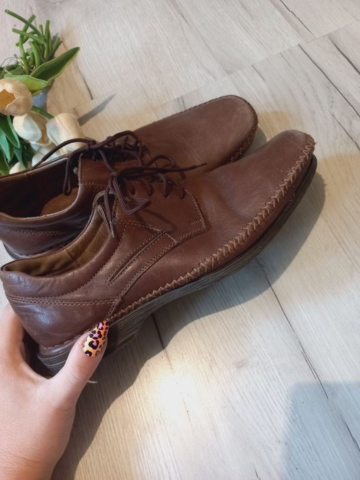 Eleganckie buty skórkowe brązowe 40
