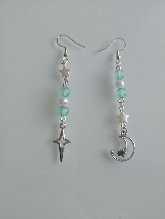 Star&moon earrings- turquoise