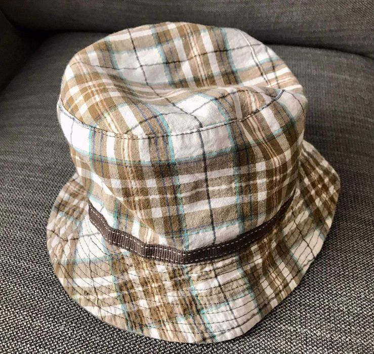 Chapéu PESCADOR #reversível #algodão #motivo xadrez #liso #diâm: 23cm64284934080899121