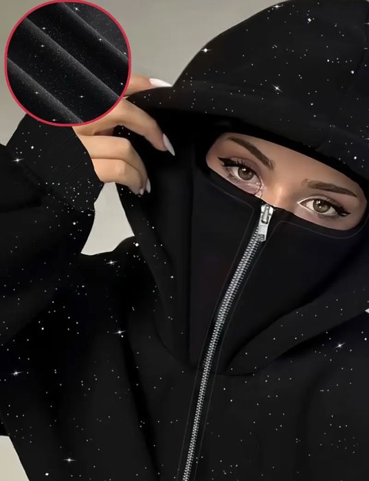 Кофта чорна на застібці з капюшоном xl