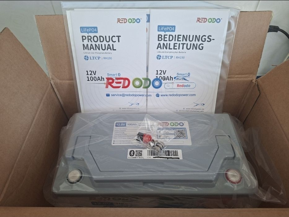 Redodo LiFePO4 12V 100Ah H190 Підсидільна літієва батарея з Bluetooth