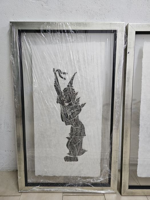 Arte Thai em carvão com moldura