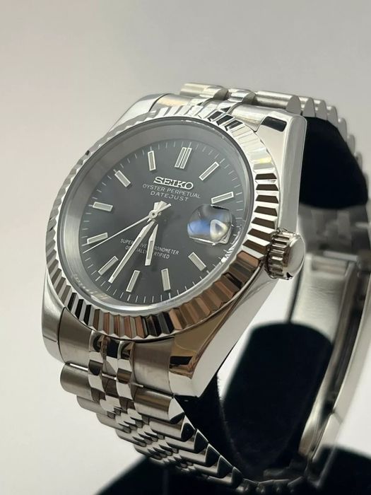 SEIKO MOD DATEJUST Czarny Black Jubilee Custom NOWY