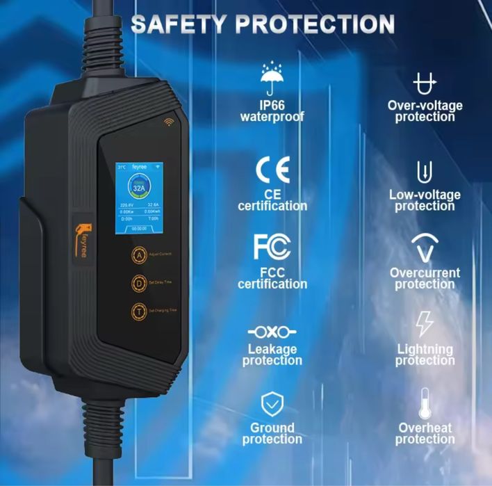 Feyree 32a 7 квт Tesla S X 3 Y,зарядка для Тесли Feyree 32 ампер з WiF