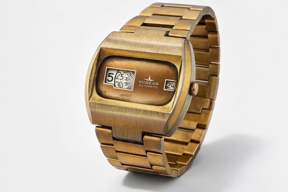 Dugena Automatic Jump Hour z datą, vintage lata 70., działa dobrze