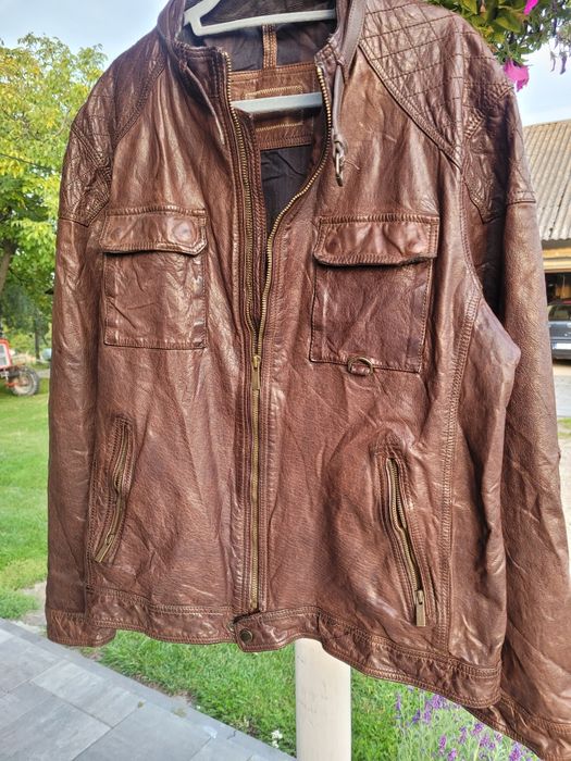 Kurtka skórzana męska brąz Massimo Dutti xxl piękna