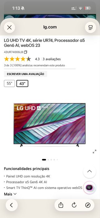 LG Smart TV 4K - 43” (2023)
